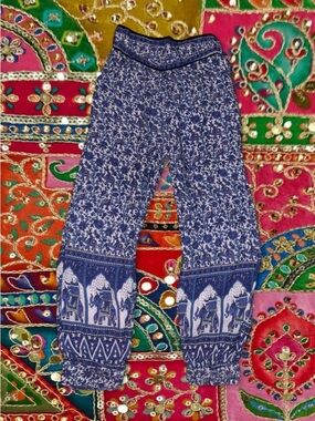 Blue Printed Elephant Harem Pants